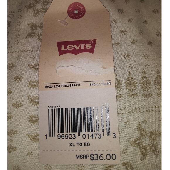 NWT Levis Boy's Button Down Shirt Beige Print XL - Picture 7 of 8